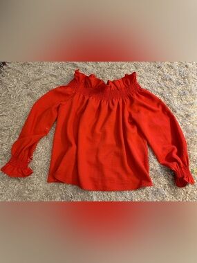 Avon Lane Red Off-Shoulder Ruffle Top